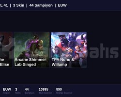 EUW / 41 LVL + 3 SKİN + GOLD II !!