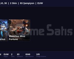 EUW / 30 LVL + 2 SKİN + RANK HAZIR + MAİL ONAYSIZ