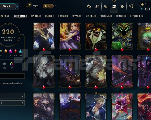 TR // GEÇEN SEZON GM //222 SKIN + TFT DRX ATROX
