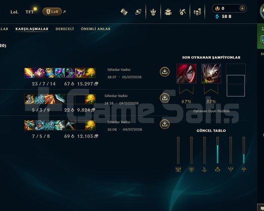 EUW 58K Mavi Öz | 30 LVL | 2 KOSTÜM 100 Handmade