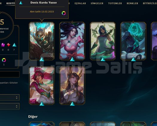 UNRANKED DERECELİ HAZIR 15 SKİN HANMADE S11 ACC