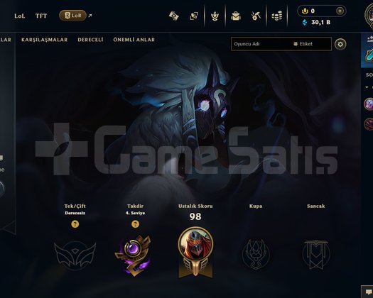 30 LVL BOL KOSTÜMLÜ UNRANKED HESAP HANDMADE!