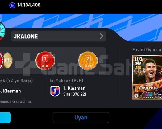 Efootball bombacı Messi 1. Klasman hesap