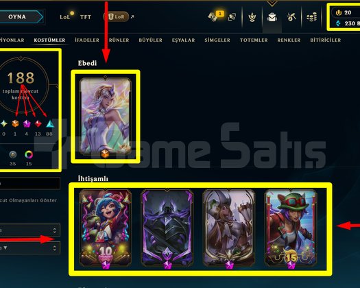 300 LVL + 188 KOSTÜM + 172 HERO + MAİL + TEL!