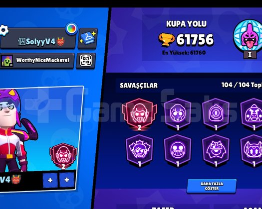 61k kupa 104/104 karakter 39 prestij acil satılık