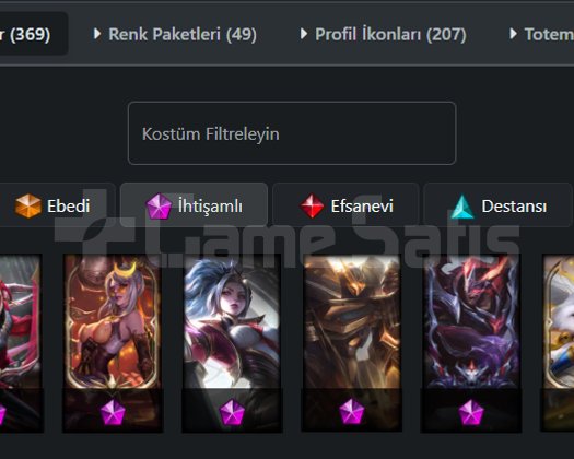 TR Platin 4 LOL Hesabı 172 Şampiyon 369 Kostüm
