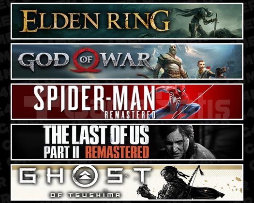 Elden +GOW +Spider 1 +TLOU2 +Tsushima