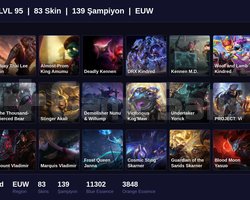 EUW / 95 LVL + 83 SKİN + UNRANKED !!