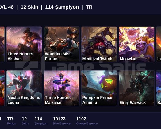 TR / 48 LVL + 12 SKİN + SILVER II + MAİL ONAYSIZ !