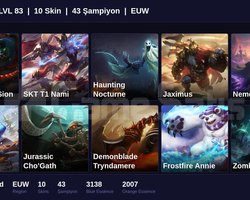 EUW / 83 LVL + 10 SKİN + UNRANKED !!