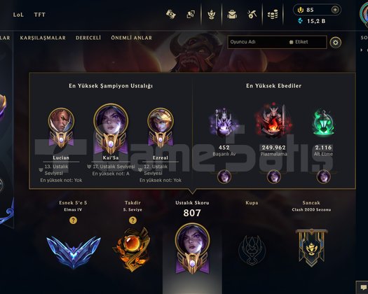 510 skinli 288 renkli tr zümrüt Elo satılık hesap