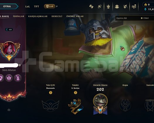 UNRANKED S13 AC RANKED HAZIR HANMADE 68LVL 8 SKİN