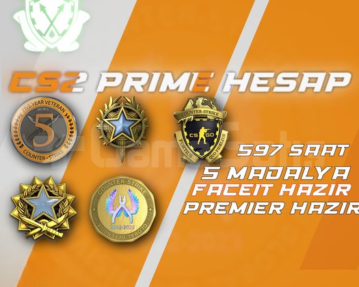 5 Madalya + 597 Saat + FACEIT + PREMIER HAZIR