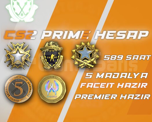 5 Madalya + 589 Saat + FACEIT + PREMIER HAZIR