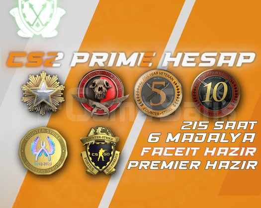 6 Madalya + 215 Saat + FACEIT + PREMIER HAZIR