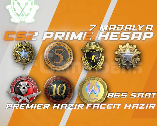 CS2+RUST + 7MADALYA+865 SAAT+FACEIT PREMIER HAZIR