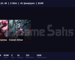 EUW / 40 LVL + 2 SKİN + UNRANKED + RANK HAZIR !