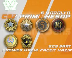 6 Madalya + 629 Saat + FACEIT + PREMIER HAZIR