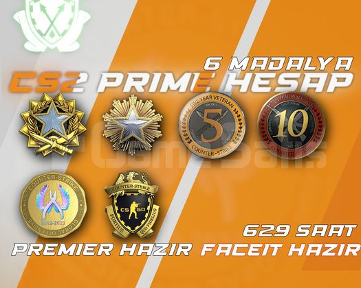 6 Madalya + 629 Saat + FACEIT + PREMIER HAZIR