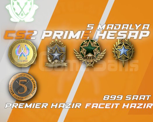 5 Madalya + 899 Saat + FACEIT + PREMIER HAZIR