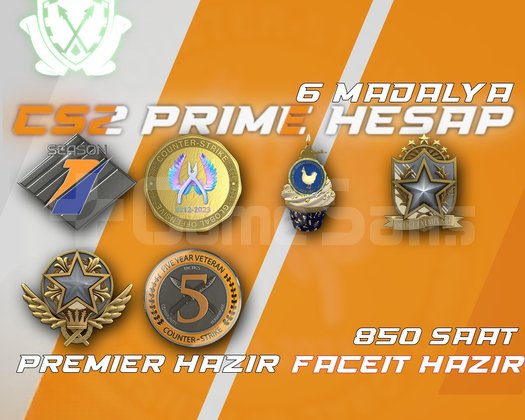 6 Madalya + 850 Saat + FACEIT + PREMIER HAZIR