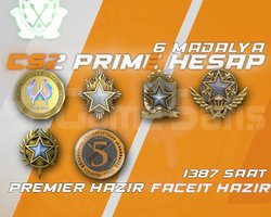 6 Madalya + 1387 Saat + FACEIT + PREMIER HAZIR