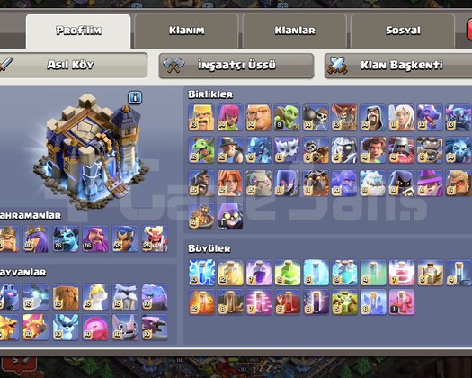 Clash of Clans full hesap. Tüm ekipmanlar.