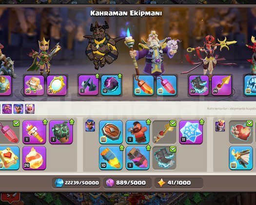 Clash of Clans full hesap. Tüm ekipmanlar.