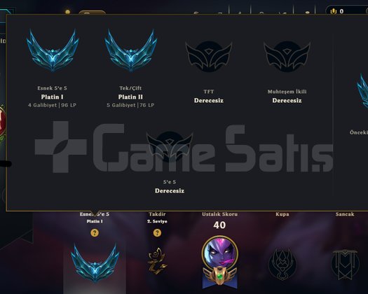 TR PLAT 1 96 LP +30 LP ALAN HESAP YÜCE KRAL GAREN