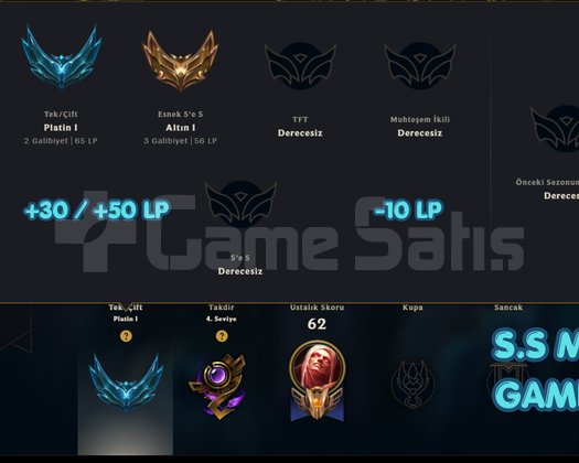 TR | PLATİN 1 FRESH HESAP | YÜKSEK MMR +30 LP