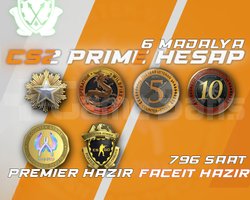 6 Madalya + 796 Saat + FACEIT + PREMIER HAZIR