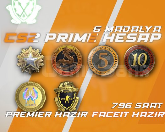 6 Madalya + 796 Saat + FACEIT + PREMIER HAZIR