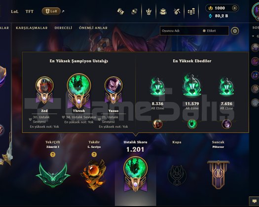 987 Level,1131 kostüm lol hesabı tftside doludur