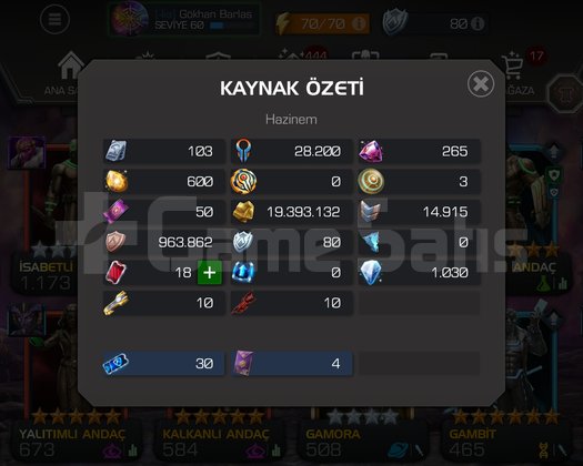 Marvel şampiyonlar turnuvası Max + Max hesap