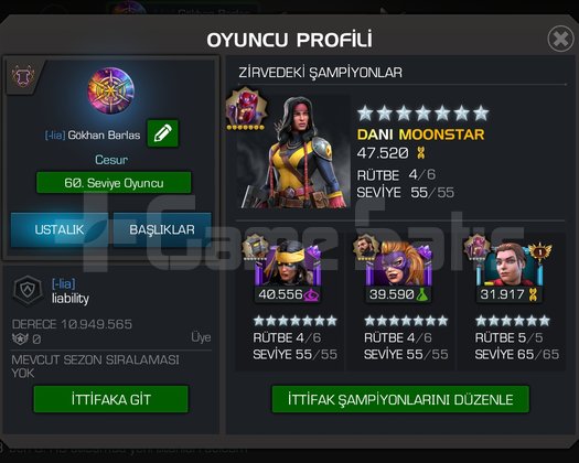 Marvel şampiyonlar turnuvası Max + Max hesap