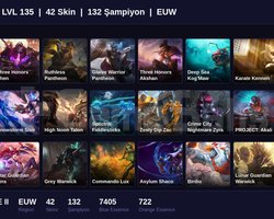 EUW / 135 LVL + 42 SKİN + BRONZE II !!