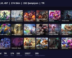TR / 457 LVL + 174 SKİN + UNRANKED + MAİL DEĞİŞEN