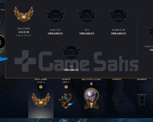 Euw Gold 3 29lp +30LP 4w 2l Fresh High MMR Hesap