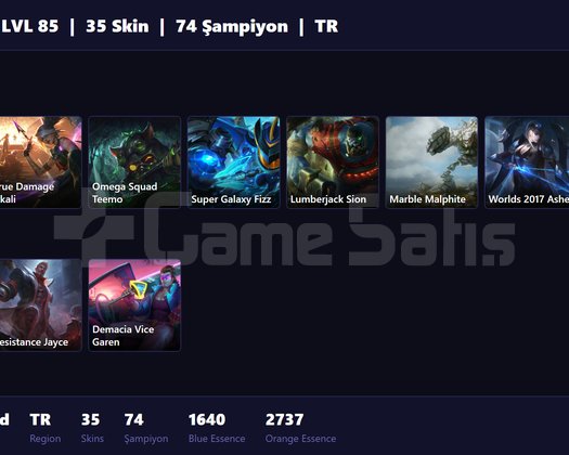 TR / 85 LVL + 35 SKİN + UNRANKED !!