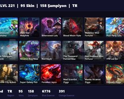 TR / 221 LVL + 95 SKİN + UNRANKED !!