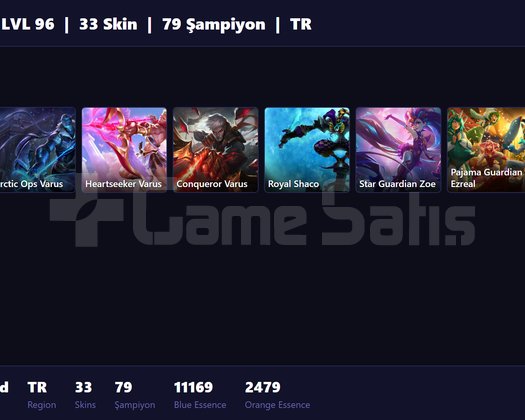 TR / 96 LVL + 33 SKİN + UNRANKED !!