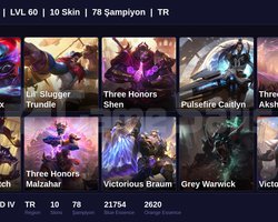 TR / 60 LVL + 10 SKİN + DIAMOND IV +MAİL ONAYSIZ !