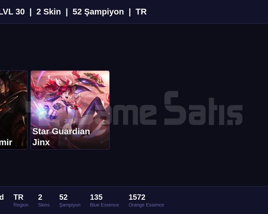 TR / 30 LVL + 2 SKİN + FRESH + RANK HAZIR !!