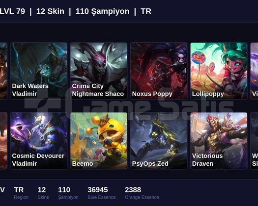 TR / 79 LVL + 12 SKİN + SILVER IV !!