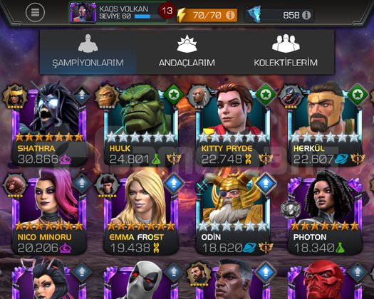 Kaçırılmayacak Marvel Şampiyon Hesabı