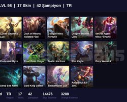 TR / 98 LVL + 17 SKİN + UNRANKED !!