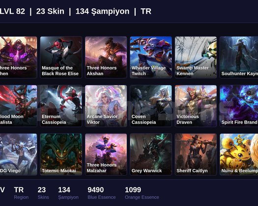 TR / 82 LVL + 23 SKİN + SILVER IV !!
