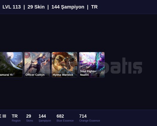 TR / 113 LVL + 29 SKİN + BRONZE III + MAİL ONAYSIZ