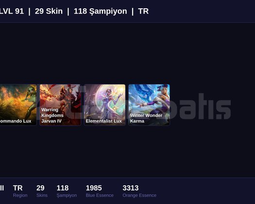 TR / 91 LVL + 29 SKİN + SILVER III !!