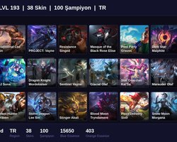 TR / 193 LVL + 38 SKİN + UNRANKED !!